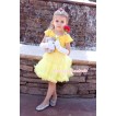 Xmas Yellow Bubble Sleeves Crystal Princess Dress Party Costume & Red Princess Crown C179